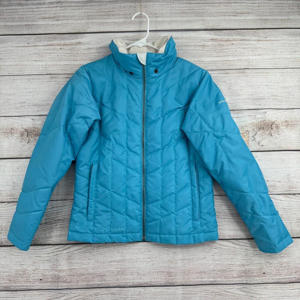 Columbia Convert Snowboard Jacket Youth Girls 10/12 Blue Quilted Down Puffer